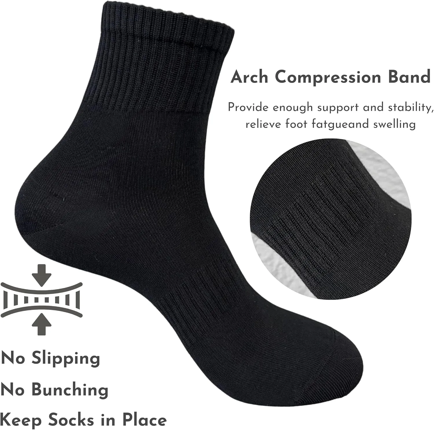 3 Pairs Athletic Crew Socks for Men Women, Seaweed Fiber Moisture Wicking Running Socks, Cushioned Breathable Fit