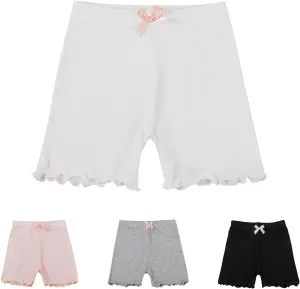 4 Pack Toddler Girls Dance Shorts Girls Bike Short Breathable Summer Soild Ribbed Shorts Baby Cartwheel Short
