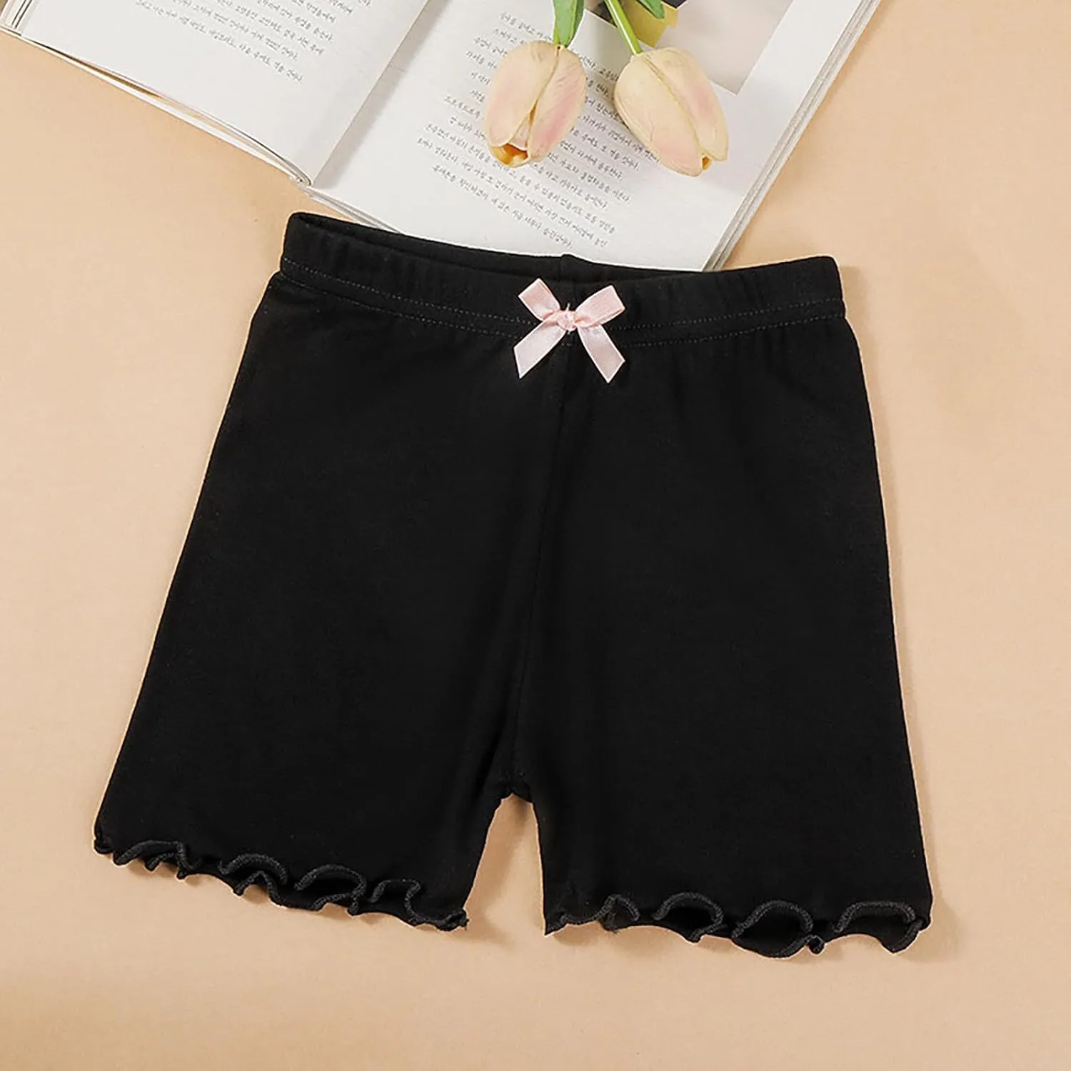 4 Pack Toddler Girls Dance Shorts Girls Bike Short Breathable Summer Soild Ribbed Shorts Baby Cartwheel Short