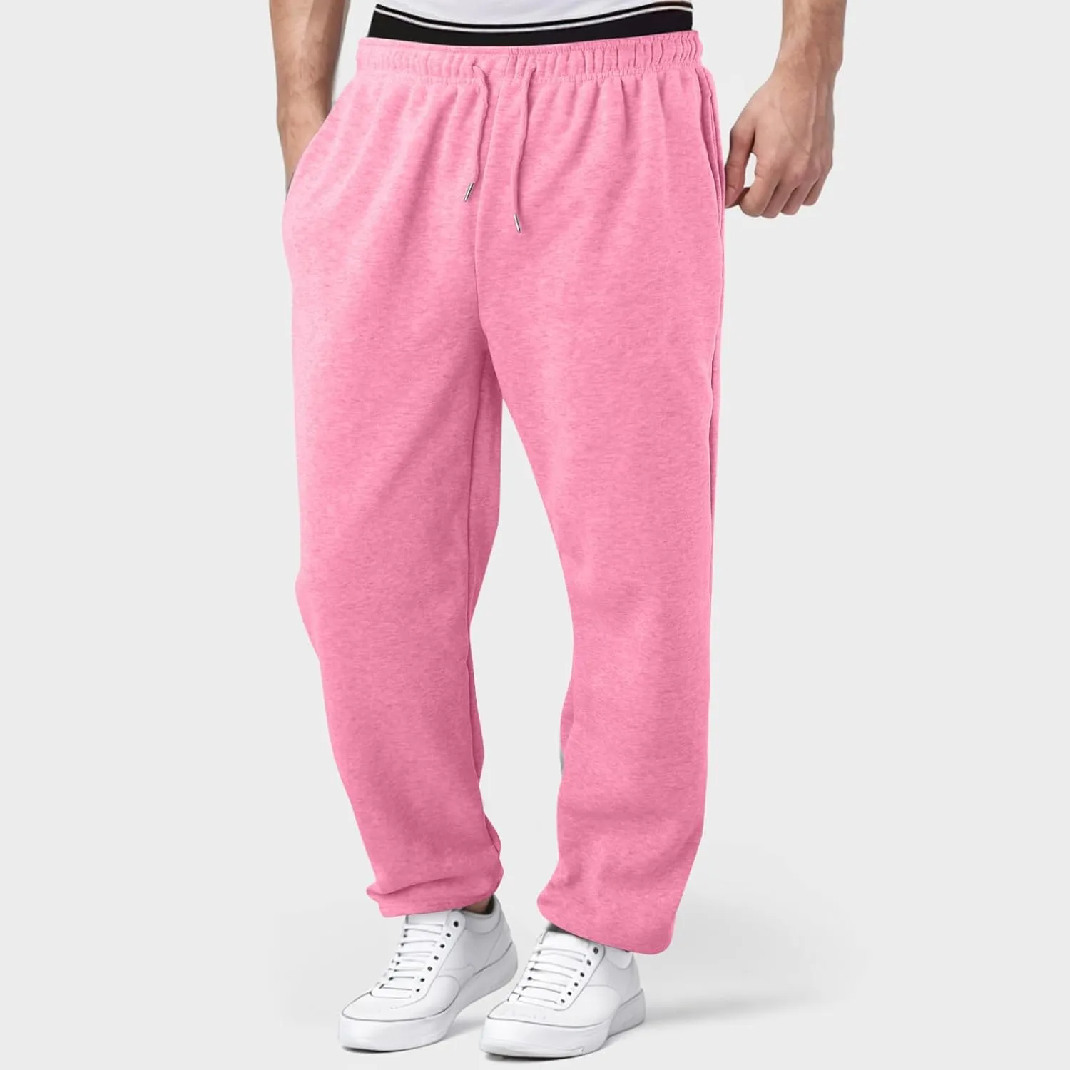 Alalaso Men's Casual Sweatpants Lightweight Elastic Waist Drawstring Lounge Pants Straight Leg Trousers with Pockets