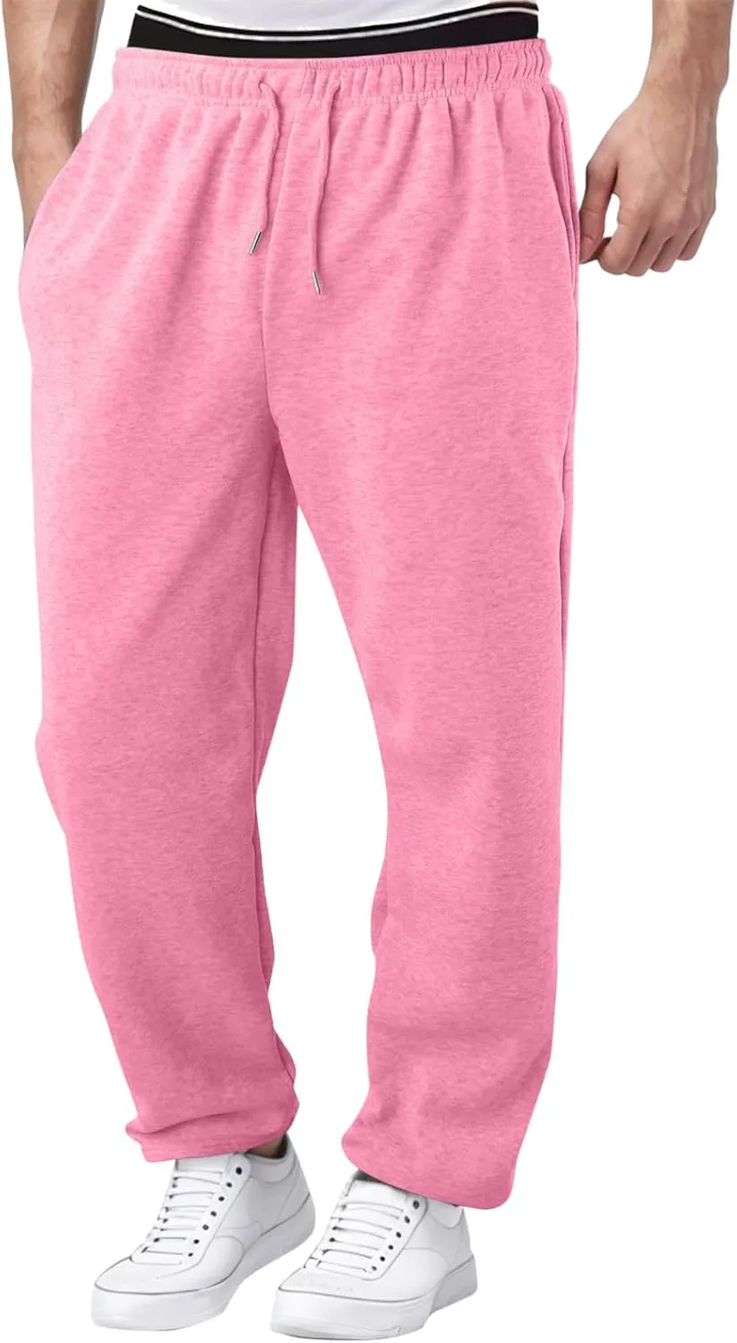 Alalaso Men's Casual Sweatpants Lightweight Elastic Waist Drawstring Lounge Pants Straight Leg Trousers with Pockets