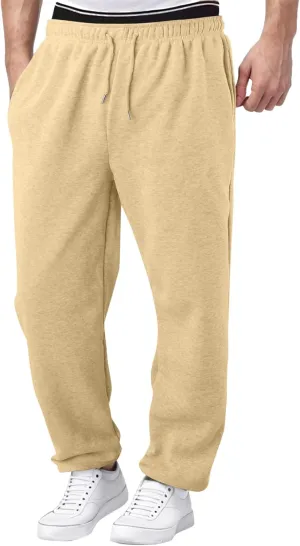 Alalaso Men's Casual Sweatpants Lightweight Elastic Waist Drawstring Lounge Sweatpants Straight Leg Trousers with Pockets