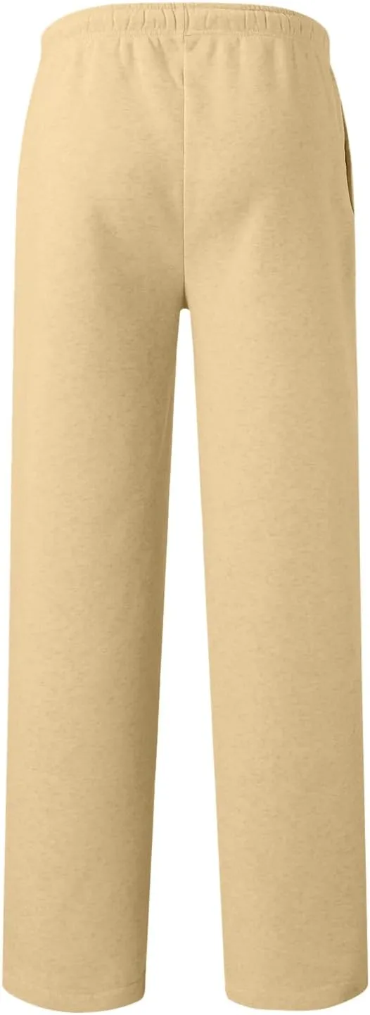 Alalaso Men's Casual Sweatpants Lightweight Elastic Waist Drawstring Lounge Sweatpants Straight Leg Trousers with Pockets