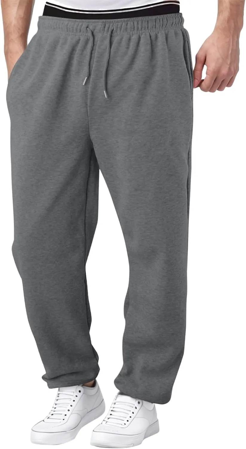 Alalaso Men's Casual Sweatpants Lightweight Elastic Waist Drawstring Lounge Sweatpants Straight Leg Trousers with Pockets