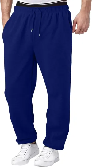 Alalaso Men's Casual Sweatpants Lightweight Elastic Waist Drawstring Lounge Sweatpants Straight Leg Trousers with Pockets