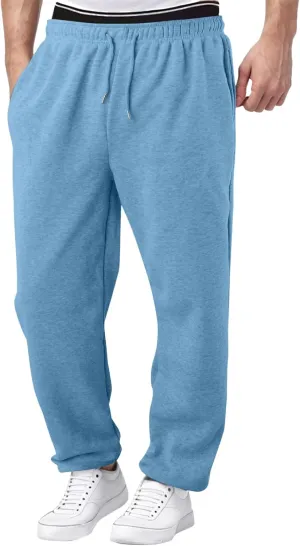 Alalaso Men's Casual Sweatpants Lightweight Elastic Waist Drawstring Lounge Sweatpants Straight Leg Trousers with Pockets