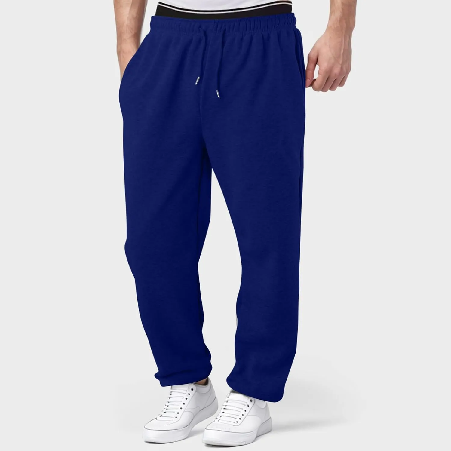 Alalaso Men's Casual Sweatpants Lightweight Elastic Waist Drawstring Lounge Sweatpants Straight Leg Trousers with Pockets