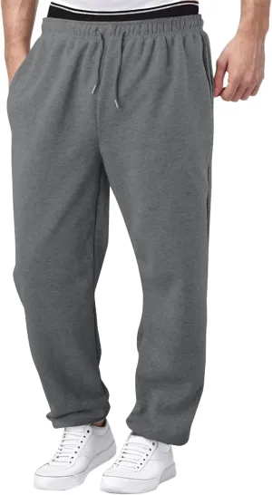 Alalaso Men's Casual Sweatpants Lightweight Elastic Waist Drawstring Lounge Sweatpants Straight Leg Trousers with Pockets