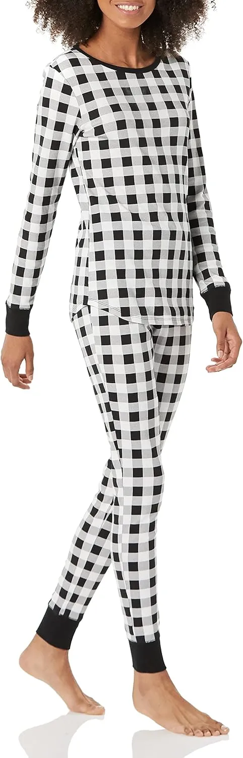 Amazon Essentials Women's Snug-Fit Cotton Sleepwear Pajama Set (Available in Plus Size)