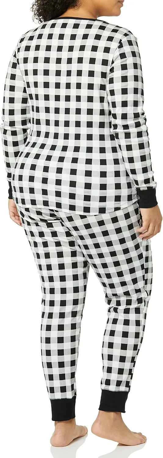 Amazon Essentials Women's Snug-Fit Cotton Sleepwear Pajama Set (Available in Plus Size)