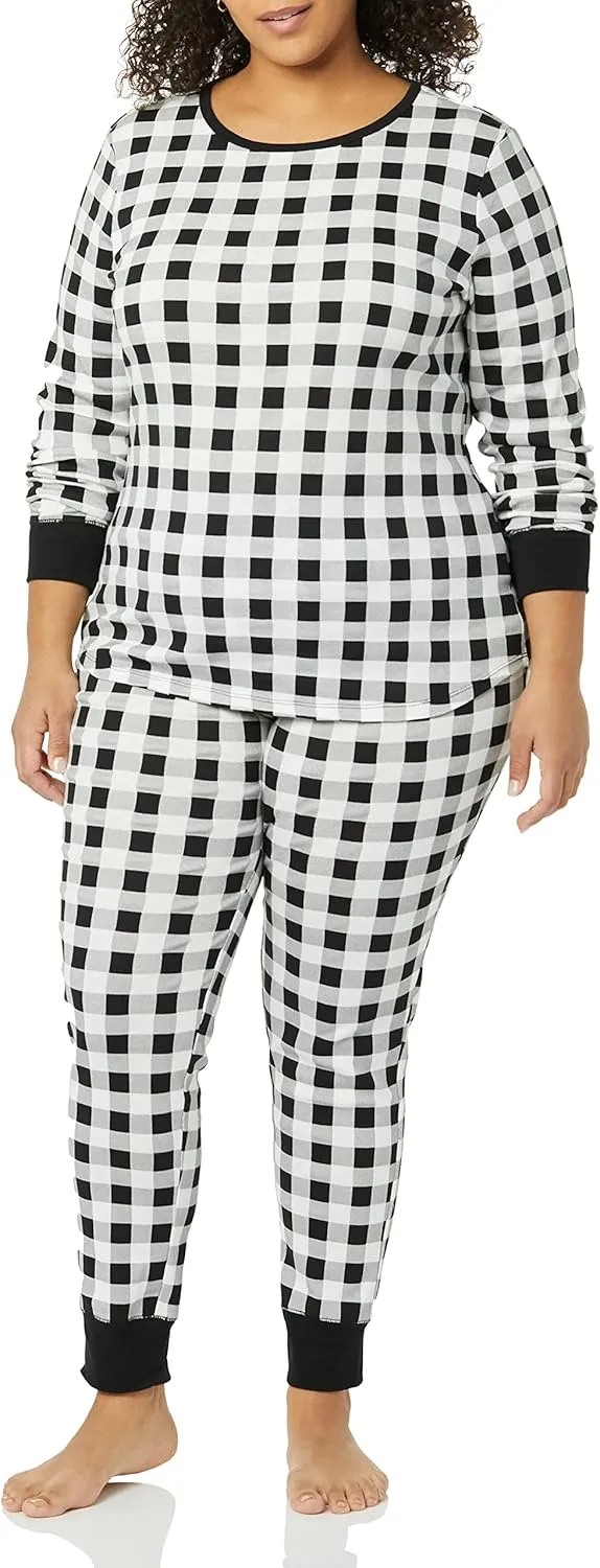 Amazon Essentials Women's Snug-Fit Cotton Sleepwear Pajama Set (Available in Plus Size)