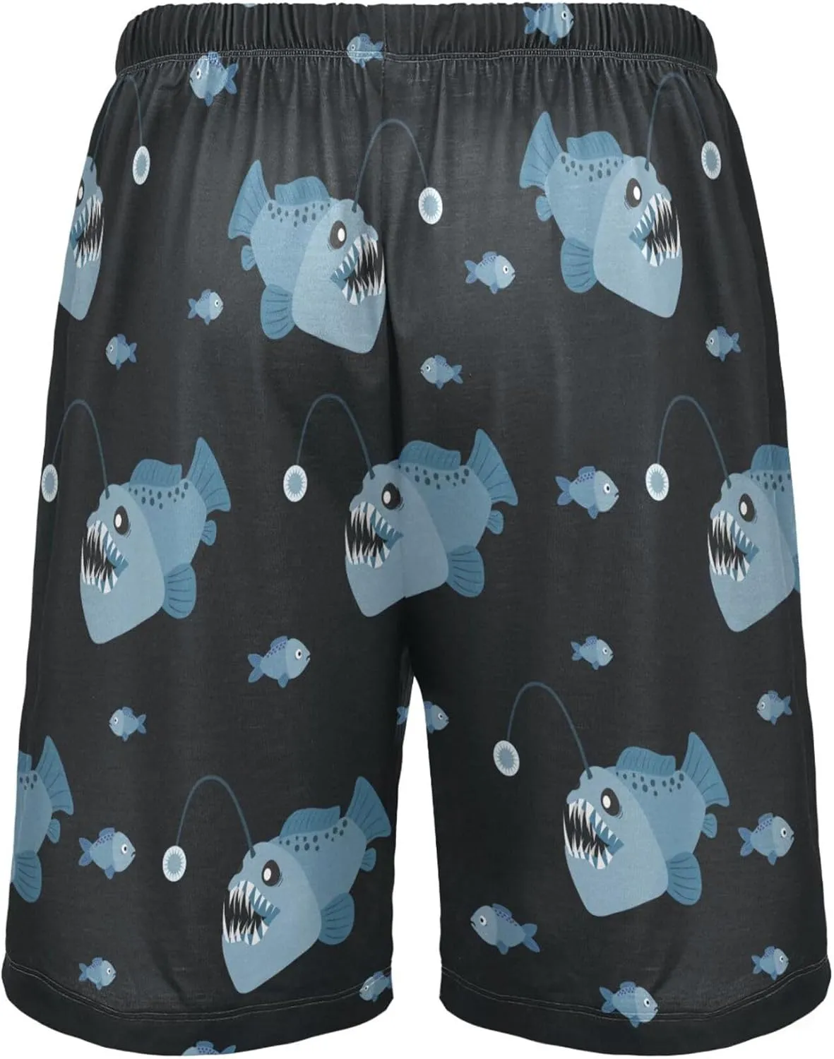 Angler Fish Pattern On Dark Men's Pajama Pants Shorts Sleepwear Lounge Pajama Bottoms S-2XL