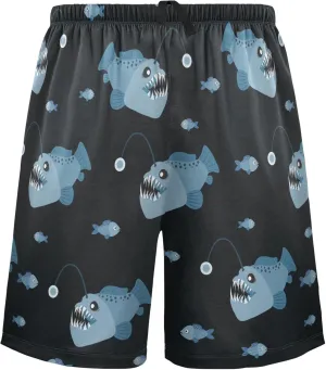 Angler Fish Pattern On Dark Men's Pajama Pants Shorts Sleepwear Lounge Pajama Bottoms S-2XL