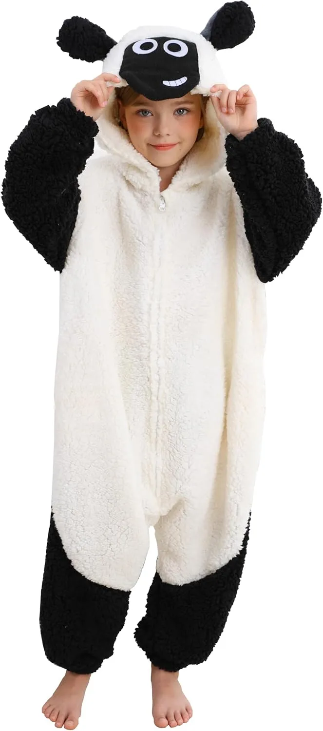 ATOZ Unisex Children Animal Sheep Onesie, Halloween Costume Pajamas Christmas Cosplay Sleepwear For Boys Girls