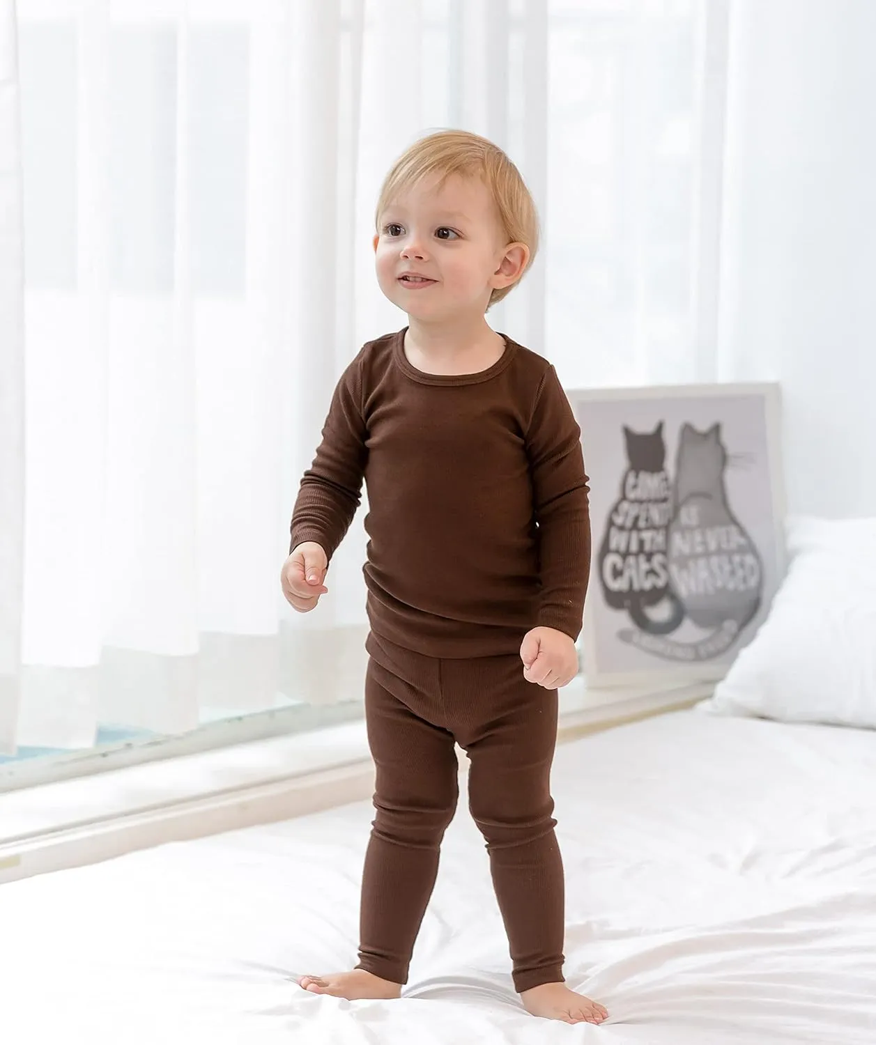 AVAUMA Baby Boys Girls Pajama Set Kids Toddler Snug fit Ribbed Sleepwear pjs for Daily Life Style