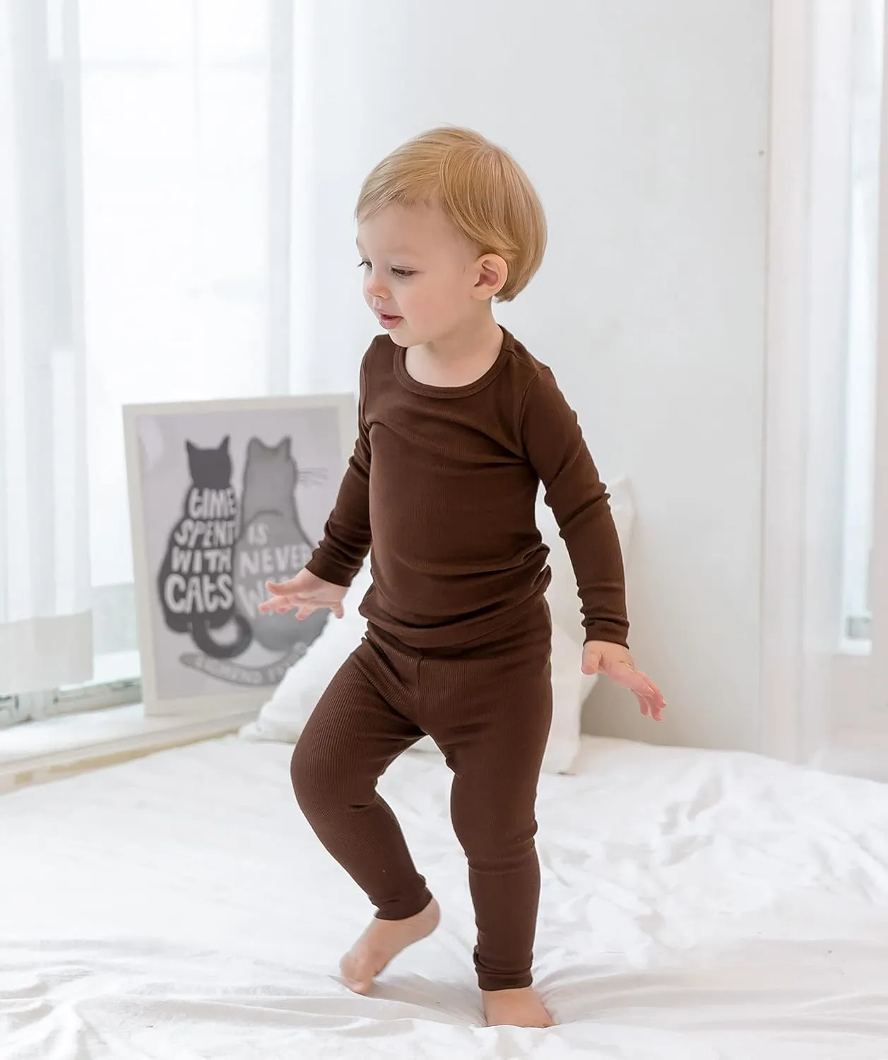 AVAUMA Baby Boys Girls Pajama Set Kids Toddler Snug fit Ribbed Sleepwear pjs for Daily Life Style