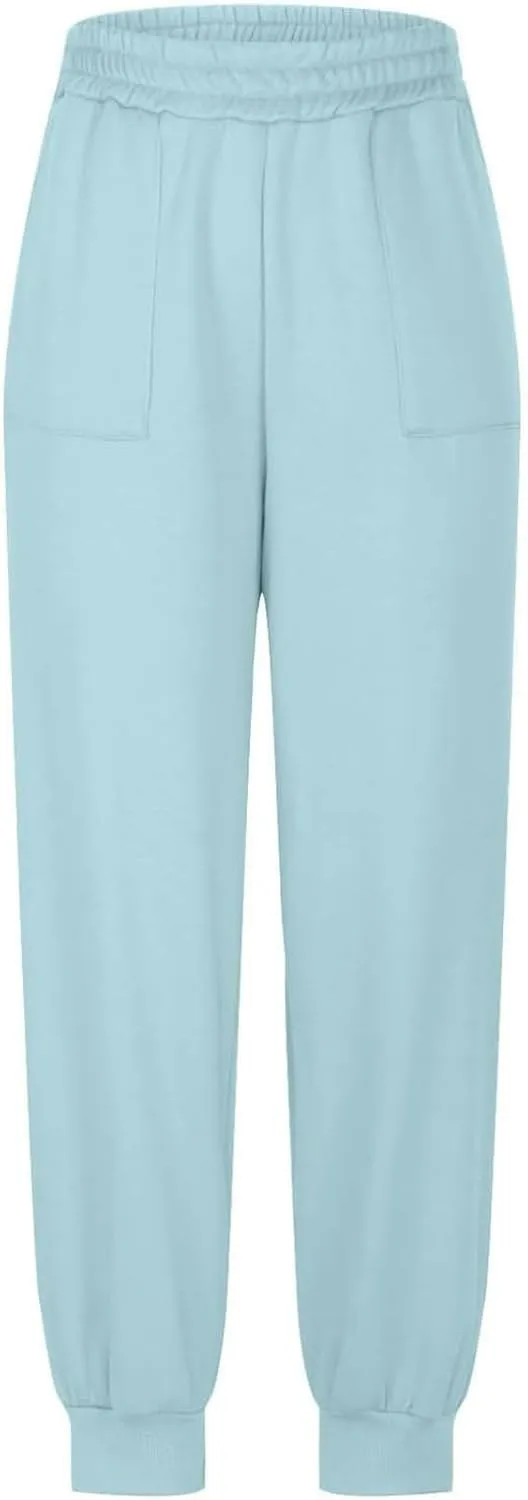 Baggy Fleece Joggers for Women Cozy Soft High Waisted Sweatpants with Pockets Elastic Waist Athletic Pants