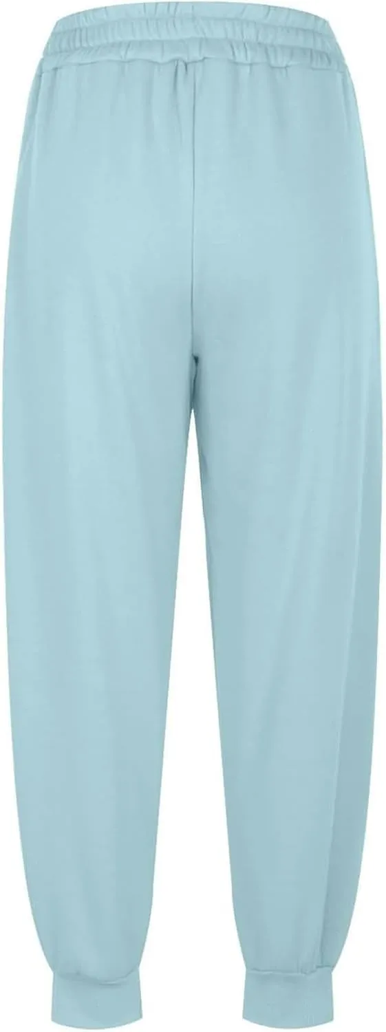 Baggy Fleece Joggers for Women Cozy Soft High Waisted Sweatpants with Pockets Elastic Waist Athletic Pants