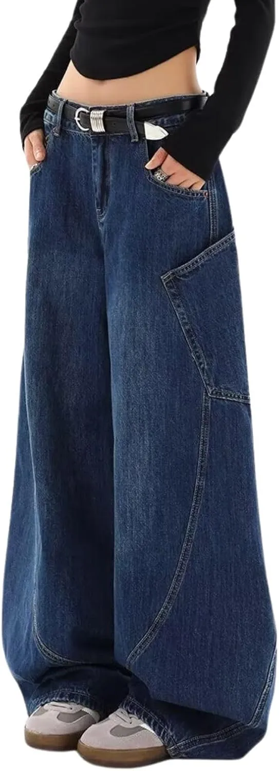 Baggy Jeans for Woman Men High Waisted Barrel Leg Jeans Casual Loose Denim Pants Streetwear Clothes