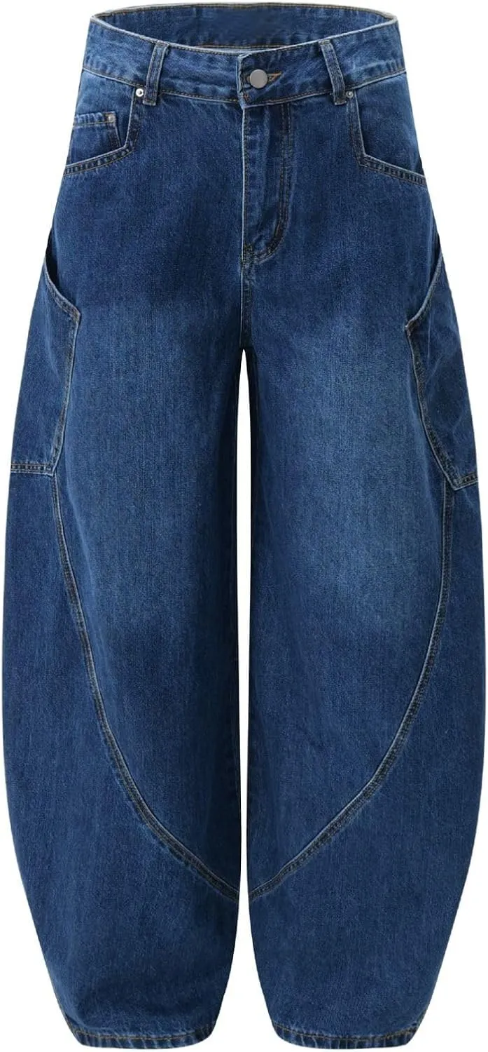 Baggy Jeans for Woman Men High Waisted Barrel Leg Jeans Casual Loose Denim Pants Streetwear Clothes