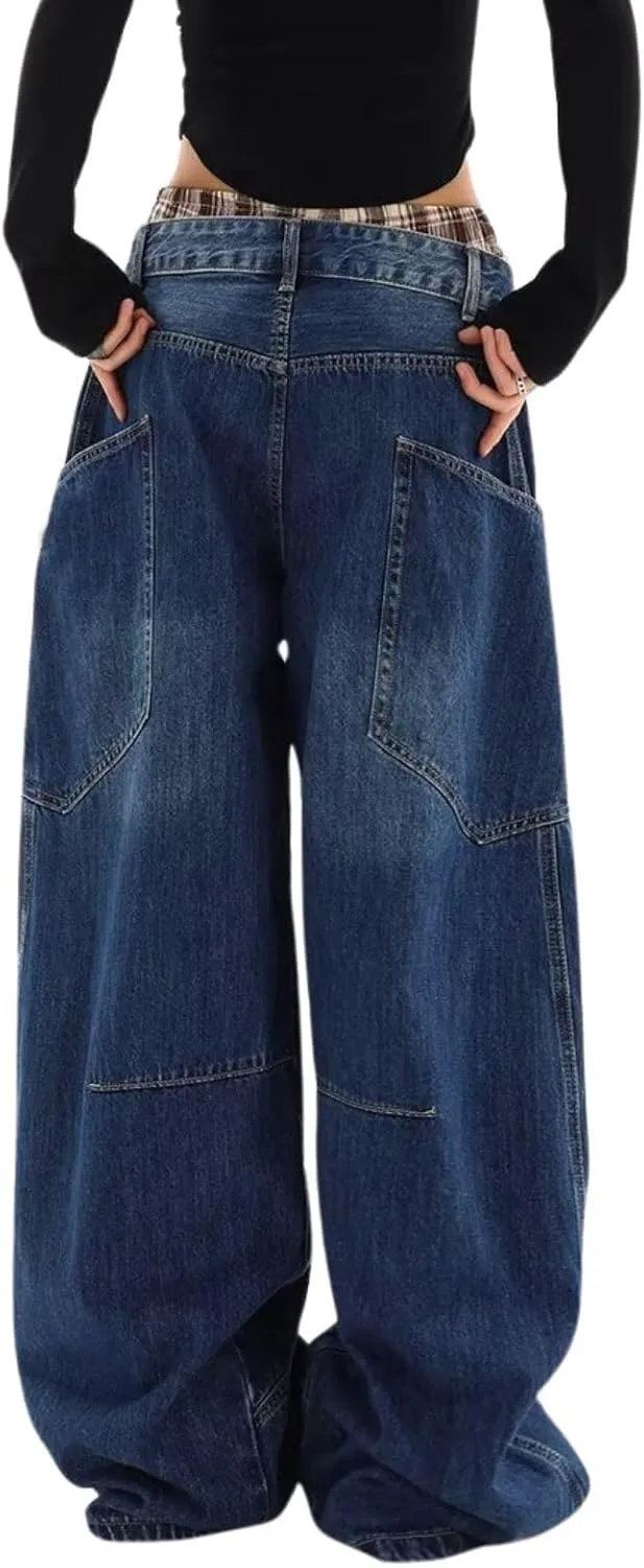 Baggy Jeans for Woman Men High Waisted Barrel Leg Jeans Casual Loose Denim Pants Streetwear Clothes