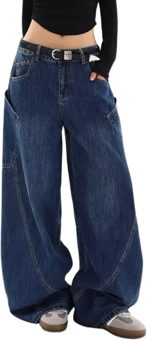 Baggy Jeans for Woman Men High Waisted Barrel Leg Jeans Casual Loose Denim Pants Streetwear Clothes