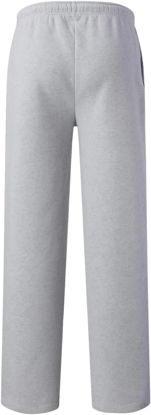 Baggy Sweatpants Men Open Bottom Fleece Straight Leg Jogger Sweat Pants Soft Cotton Athletic Golf Pants with Pockets
