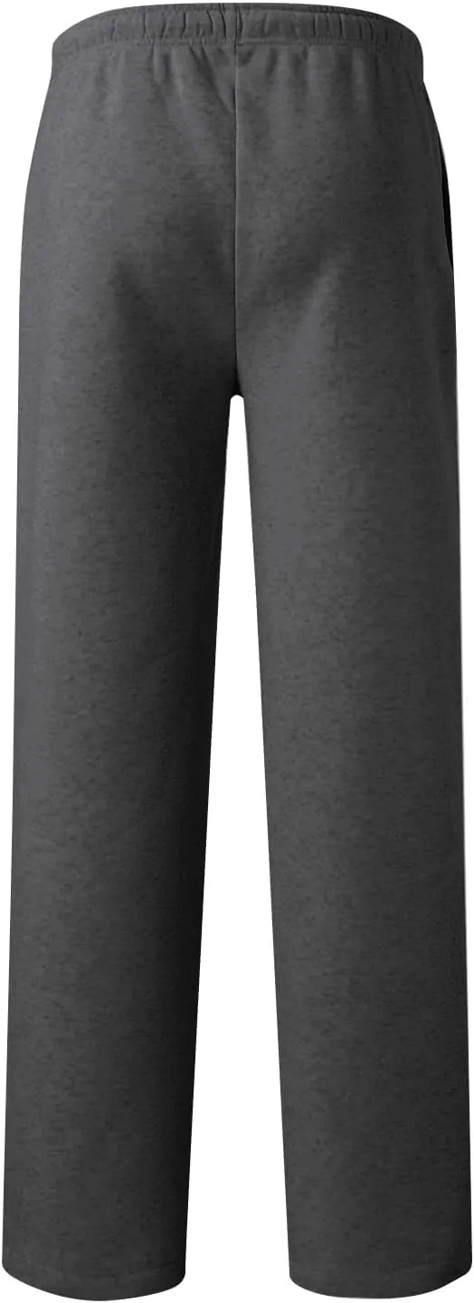 Baggy Sweatpants Men Open Bottom Fleece Straight Leg Jogger Sweat Pants Soft Cotton Athletic Golf Pants with Pockets