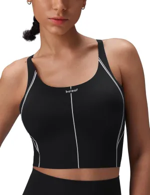 baleaf Freeleaf Broadway Womens Spaghetti Strap Dance Sports Bras, High Impact Crisscross Back, Padded Yoga Workout Tank Top