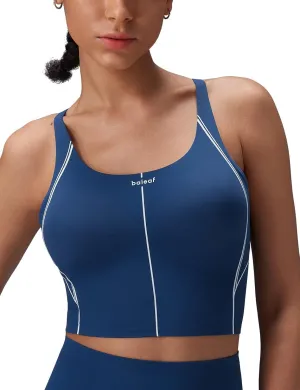 baleaf Freeleaf Broadway Womens Spaghetti Strap Dance Sports Bras, High Impact Crisscross Back, Padded Yoga Workout Tank Top