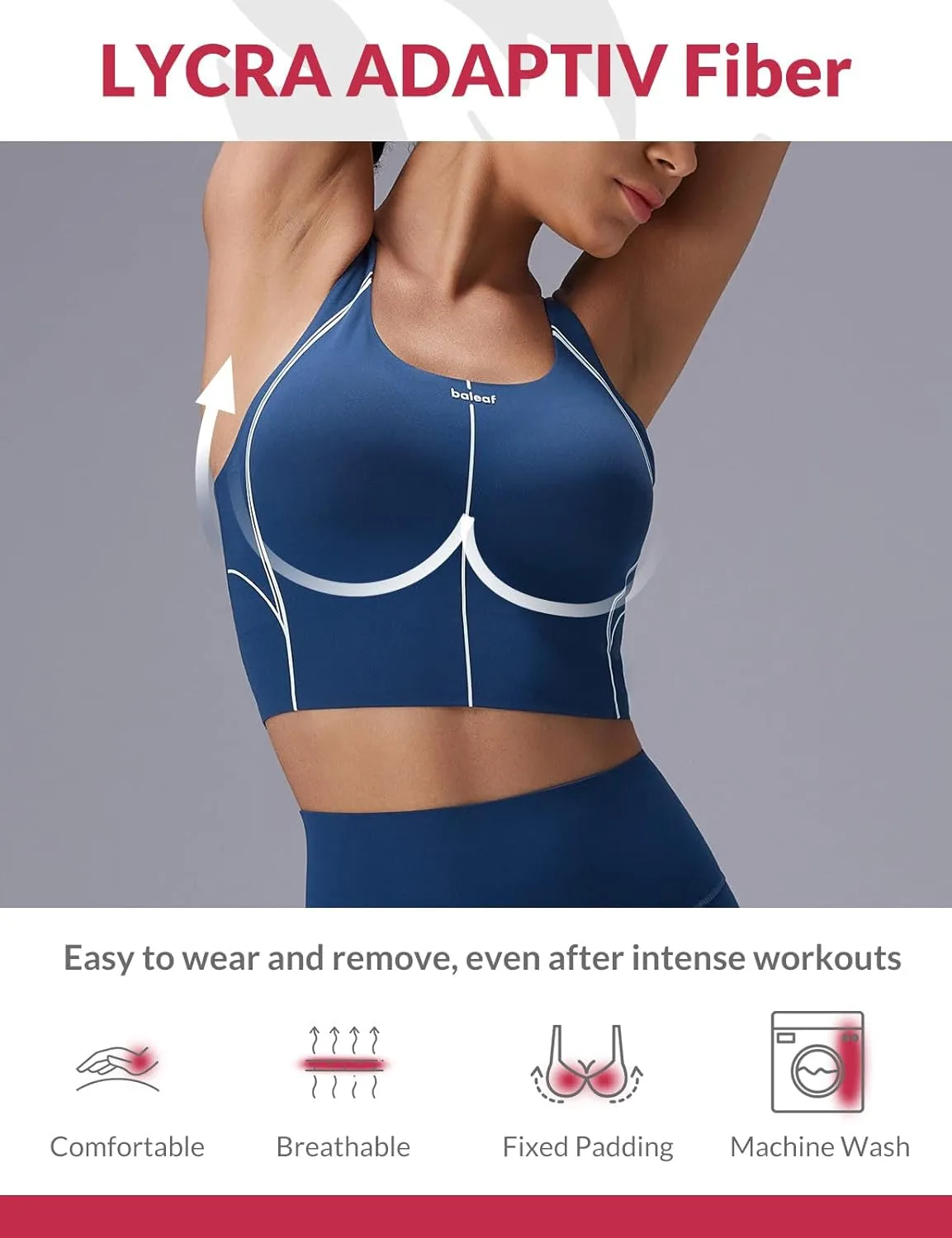baleaf Freeleaf Broadway Womens Spaghetti Strap Dance Sports Bras, High Impact Crisscross Back, Padded Yoga Workout Tank Top