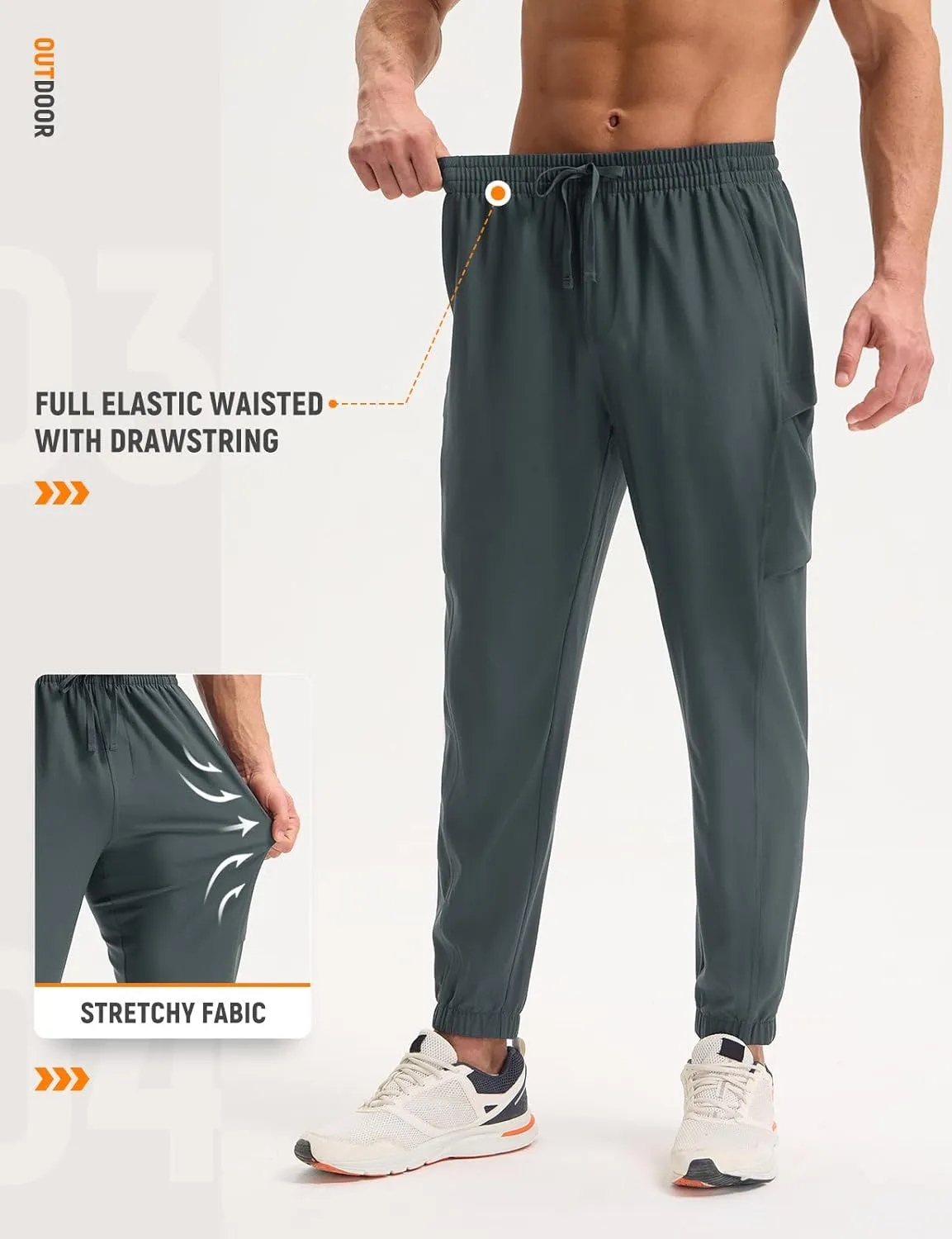 baleaf Men’s Hiking Pants Lightweight Quick Dry Joggers with Pockets Cargo Pants Water Resistant Breathable Jogger