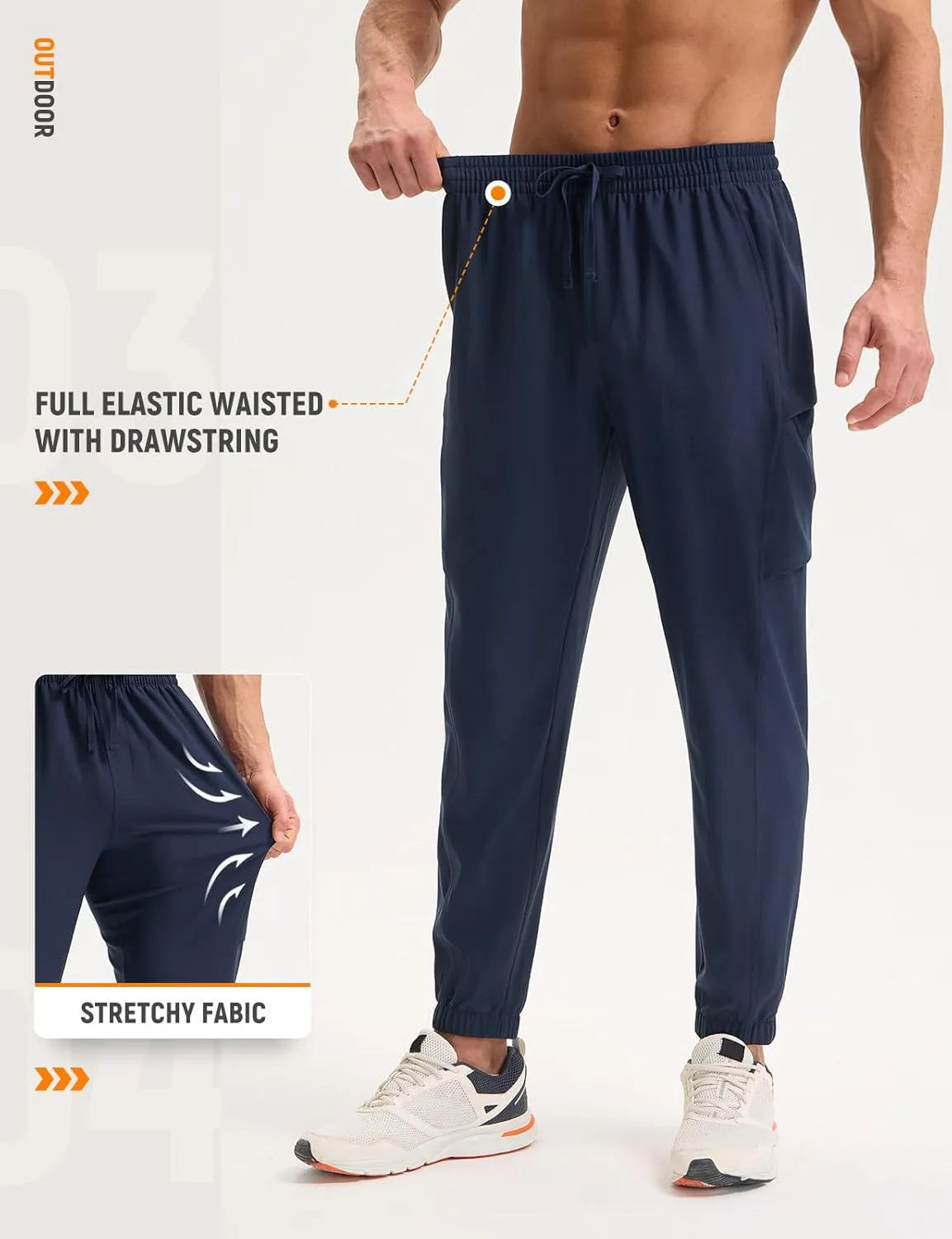 baleaf Men’s Hiking Pants Lightweight Quick Dry Joggers with Pockets Cargo Pants Water Resistant Breathable Jogger