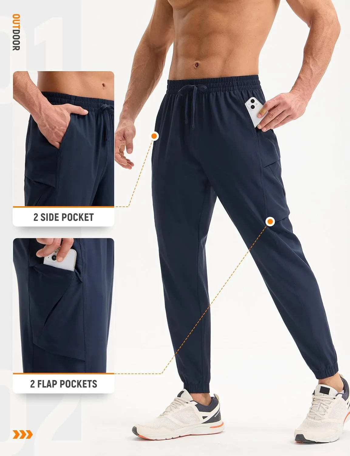 baleaf Men’s Hiking Pants Lightweight Quick Dry Joggers with Pockets Cargo Pants Water Resistant Breathable Jogger