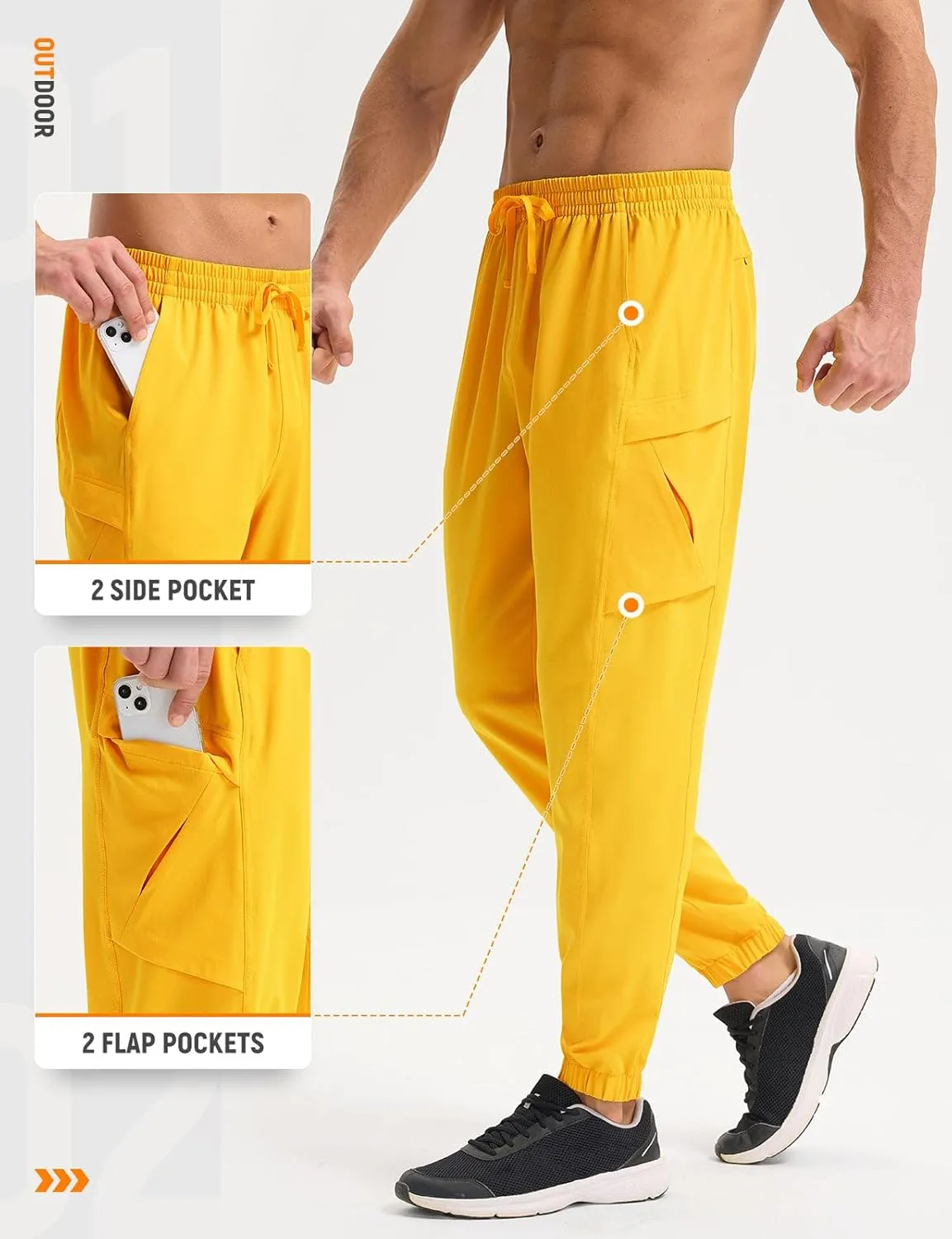 baleaf Men’s Hiking Pants Lightweight Quick Dry Joggers with Pockets Cargo Pants Water Resistant Breathable Jogger