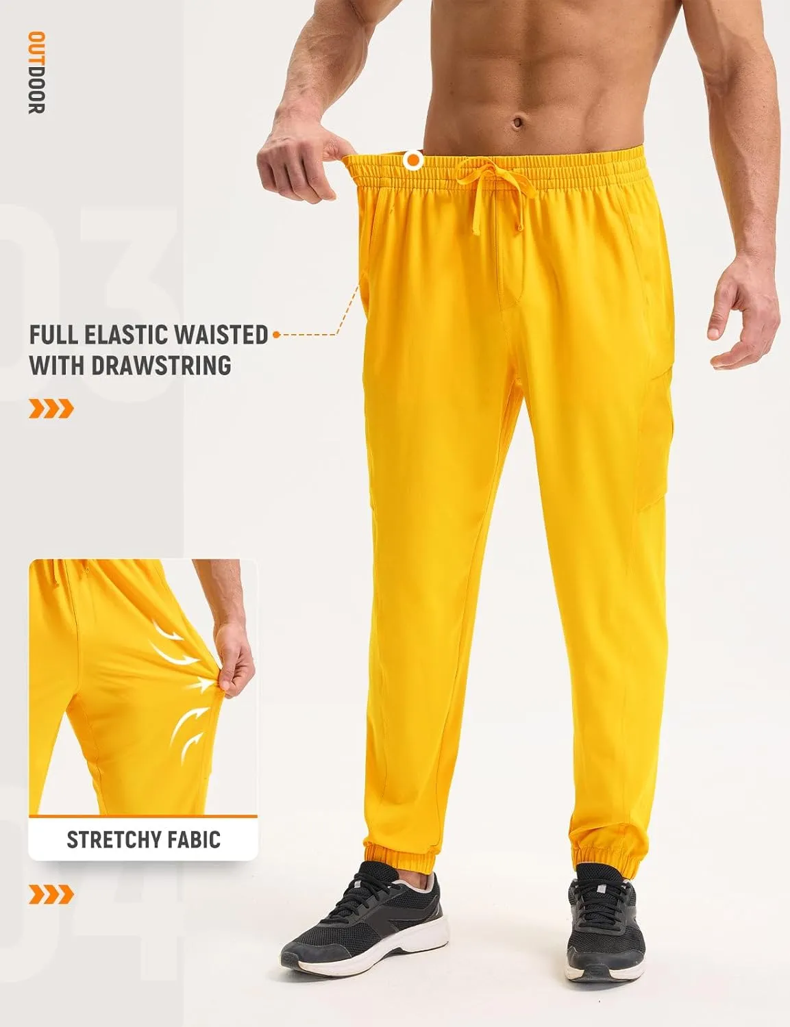 baleaf Men’s Hiking Pants Lightweight Quick Dry Joggers with Pockets Cargo Pants Water Resistant Breathable Jogger