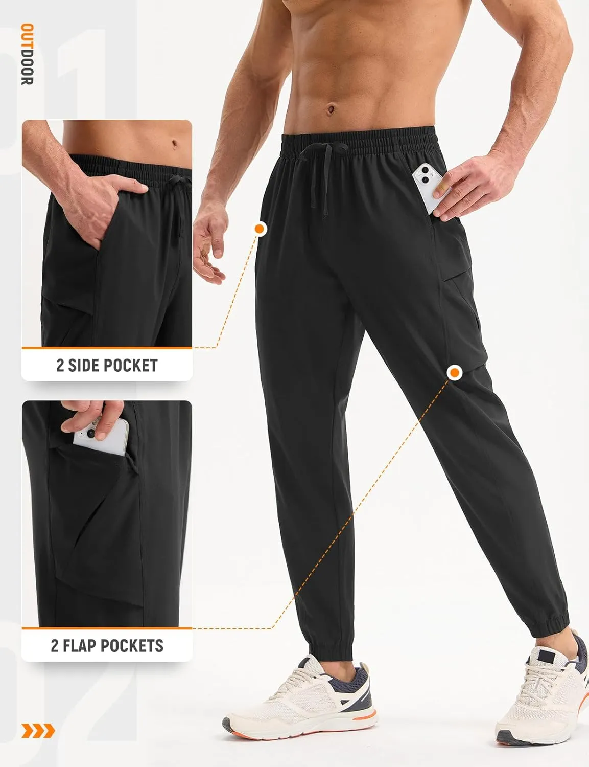 baleaf Men’s Hiking Pants Lightweight Quick Dry Joggers with Pockets Cargo Pants Water Resistant Breathable Jogger