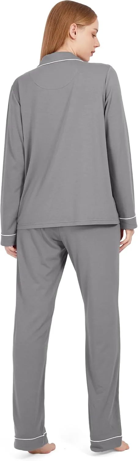 BAMBOO COOL Pajamas Set for Women Comfy Lounge Set Button Down Sleepwear Long Sleeve Pj Set