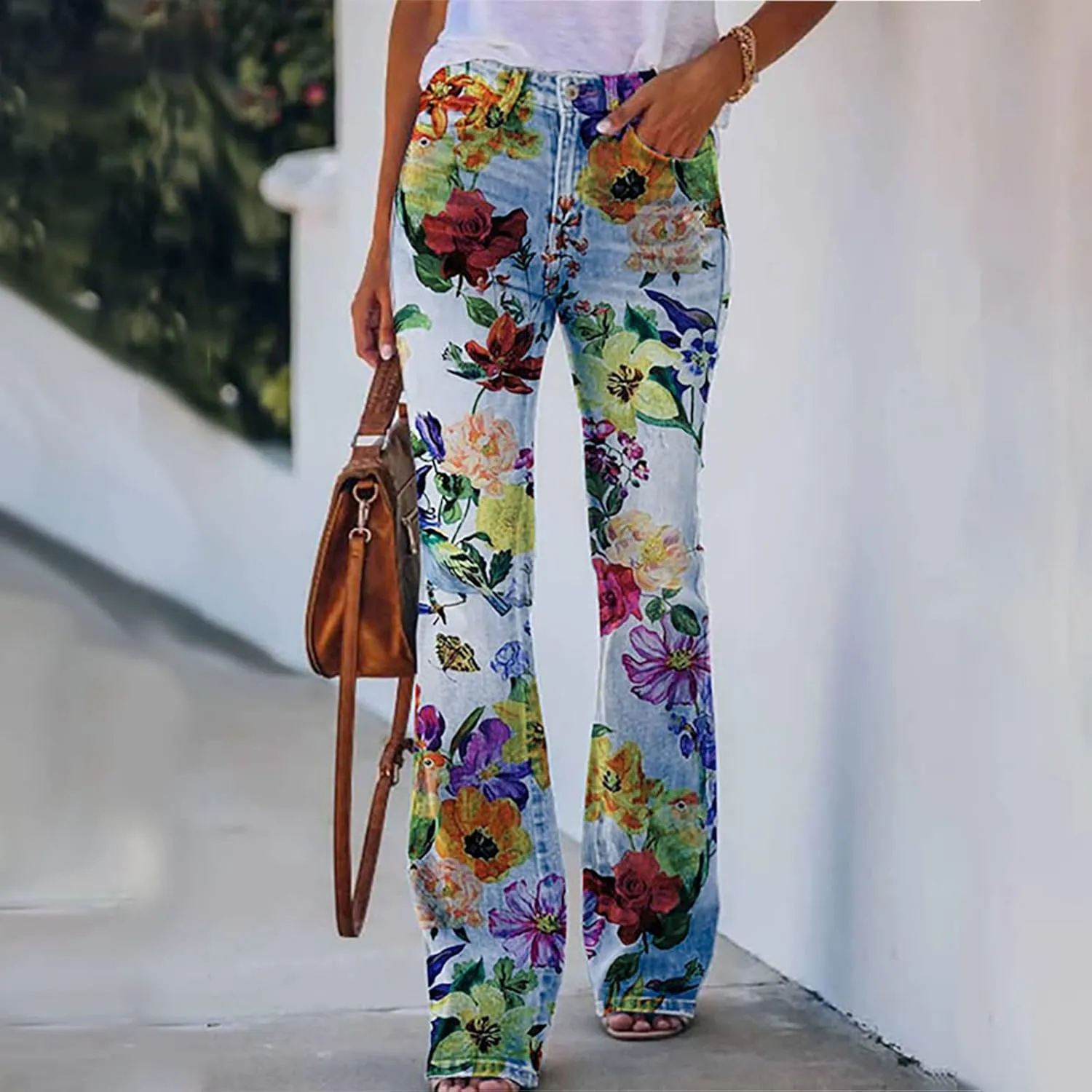 Bell Bottom Jeans High Waisted Stretch Flare Button Wide Leg Jeans Bootcut Y2k Denim Pants Trendy Vintage Jeans 2024