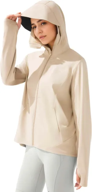 BENEUNDER Cooling Women's UPF 50  Sun Protection Lightweight Hoodie Jacket Long Sleeve Active Sun Shirts for Outdoor Workout
