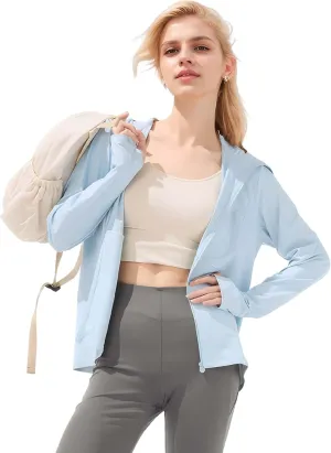 BENEUNDER Cooling Women's UPF 50  Sun Protection Lightweight Hoodie Jacket Long Sleeve Active Sun Shirts for Outdoor Workout
