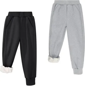 BIG ELEPHANT Boys Girls Fleece Lined Sweatpants, Youth Soft Cotton Athletic Jogger, Kids Basic Active Pants with Pockets