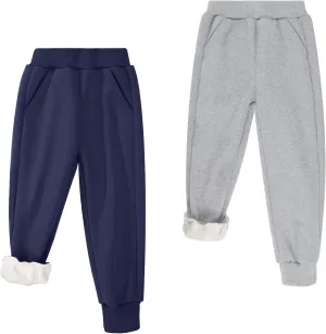 BIG ELEPHANT Boys Girls Fleece Lined Sweatpants, Youth Soft Cotton Athletic Jogger, Kids Basic Active Pants with Pockets