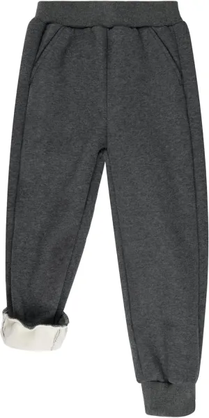BIG ELEPHANT Boys Girls Fleece Lined Sweatpants, Youth Soft Cotton Athletic Jogger, Kids Basic Active Pants with Pockets