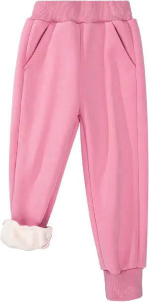 BIG ELEPHANT Boys Girls Fleece Lined Sweatpants, Youth Soft Cotton Athletic Jogger, Kids Basic Active Pants with Pockets