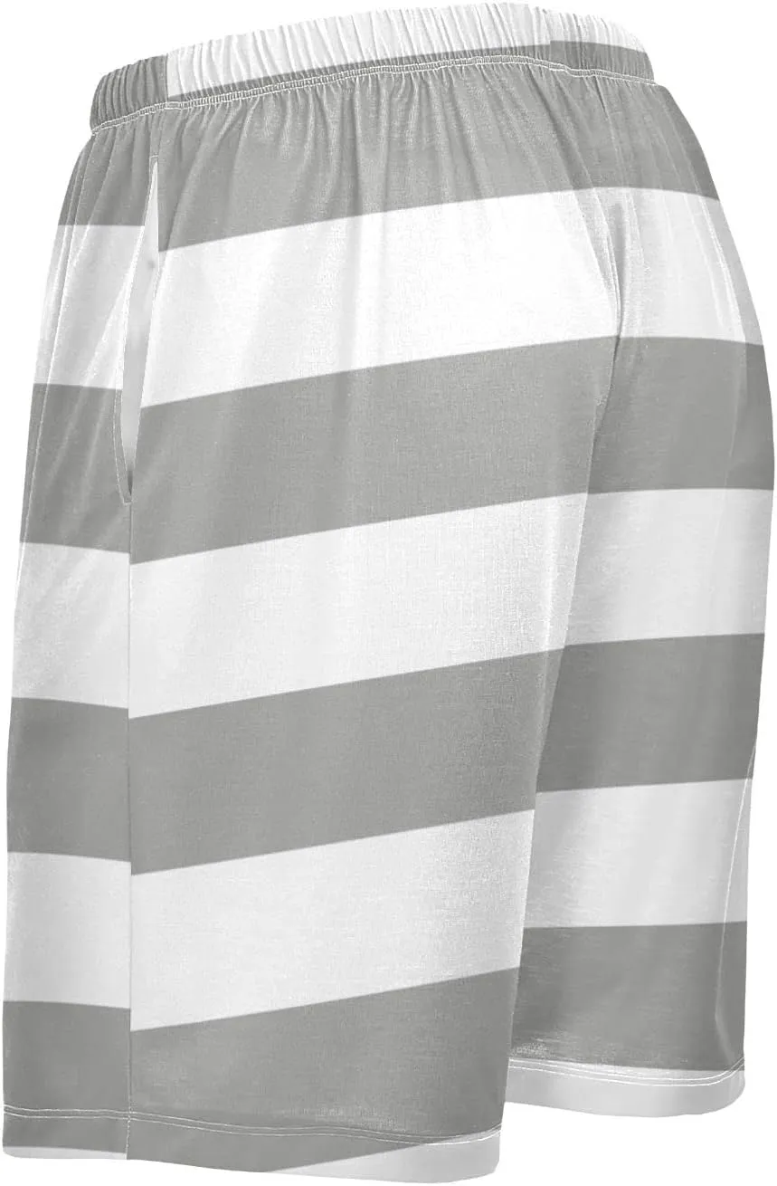 Blue And Red Horizontal Stripe Fashion Striped Pattern Men's Pajama Pants Shorts Sleepwear Lounge Pajama Bottoms