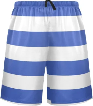 Blue And Red Horizontal Stripe Fashion Striped Pattern Men's Pajama Pants Shorts Sleepwear Lounge Pajama Bottoms