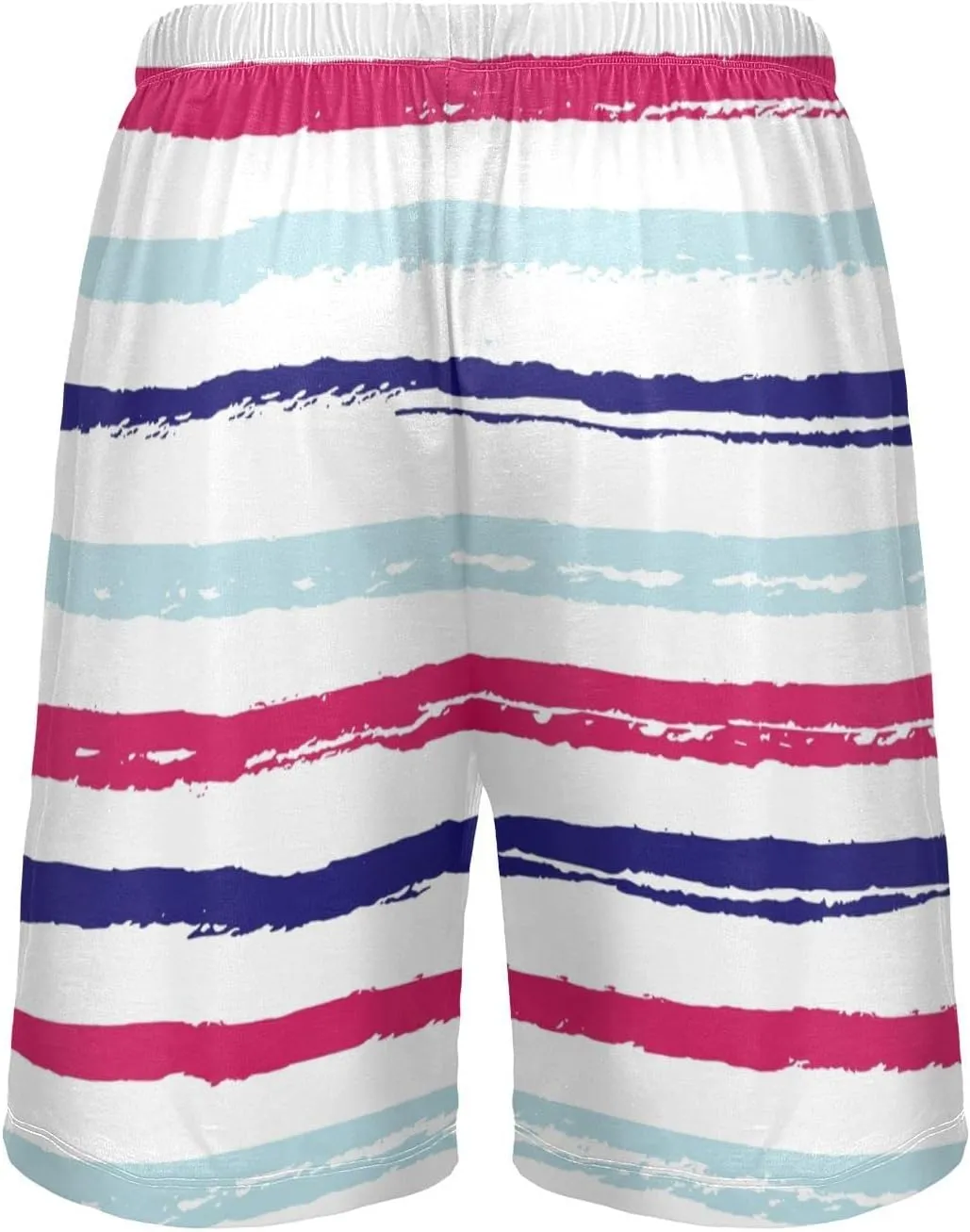 Blue And Red Horizontal Stripe Fashion Striped Pattern Men's Pajama Pants Shorts Sleepwear Lounge Pajama Bottoms