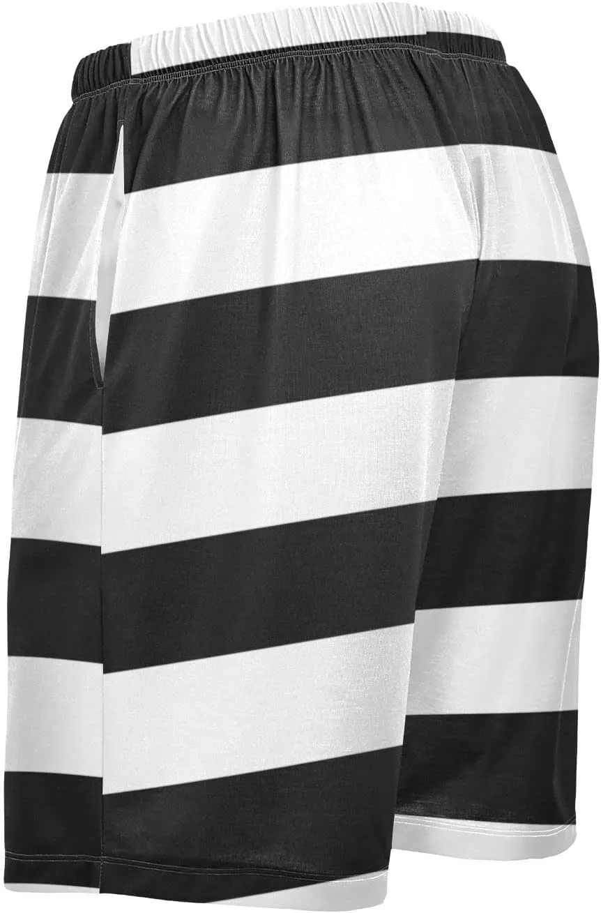 Blue And Red Horizontal Stripe Fashion Striped Pattern Men's Pajama Pants Shorts Sleepwear Lounge Pajama Bottoms