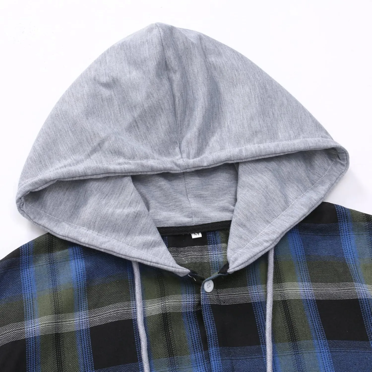 Burband Mens Flannel Hoodies Shirts Long Sleeve Button Down Plaid Jackets Casual Lightweight Checkered Sweatshirt with Hood